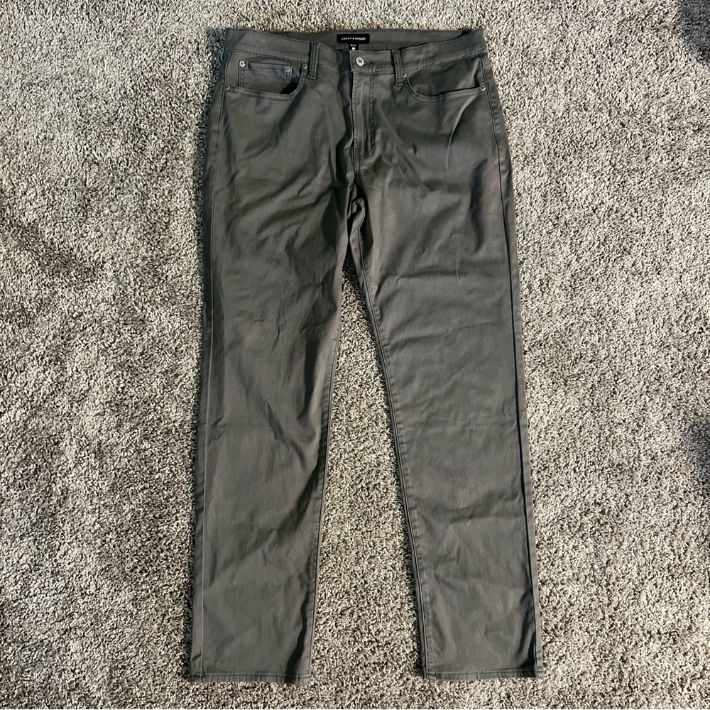 Lucky Brand Pants Mens 36 x 32 Gray 121 Slim Straight Stretch Casual Preppy